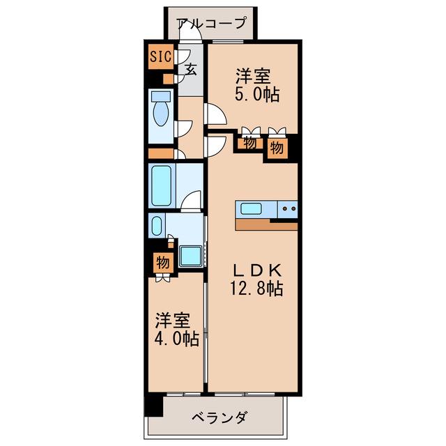 GRANPASEO丸の内(2LDK/9階)の間取り写真