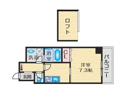 ハイムラポールPARTXIV(1DK/7階)の間取り写真