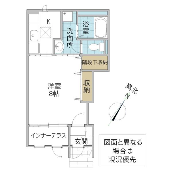 那珂市菅谷字寄居 アパート(1K/1階)の間取り写真