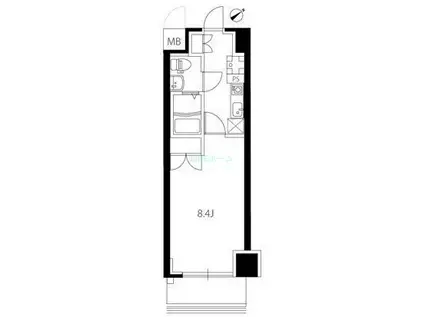 ジュモー京成船橋(1K/8階)の間取り写真