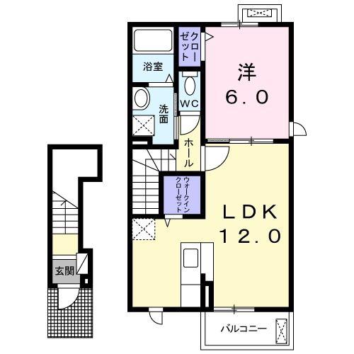 フォルティシモ(1LDK/2階)の間取り写真