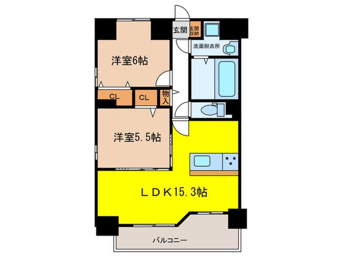 CASA DI MARE(2LDK/9階)の間取り写真