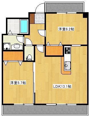 クロノス30新町II(2LDK/4階)の間取り写真