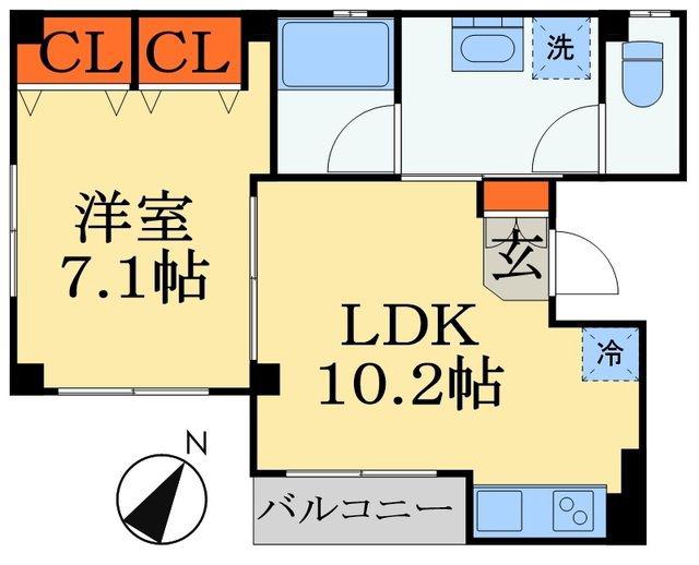RESIDENCE JOHOKU(1LDK/2階)の間取り写真