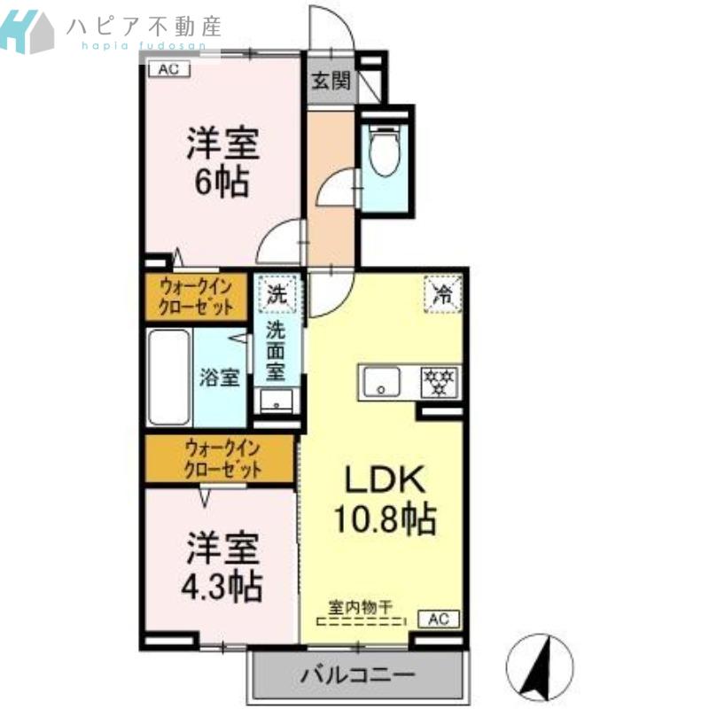 リバーサイド南陽(2LDK/1階)の間取り写真