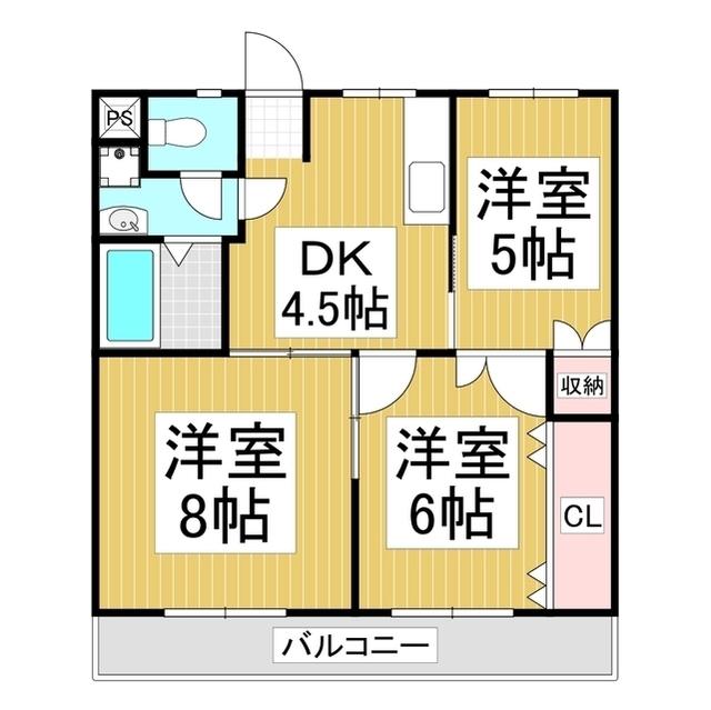 イーストヒルズINA(3DK/1階)の間取り写真