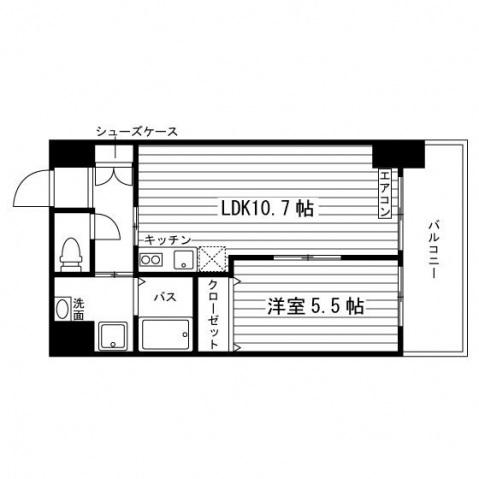 パークサイド加治屋町(1LDK/5階)の間取り写真