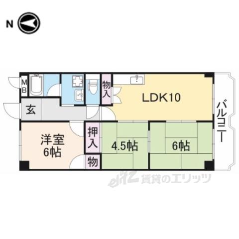 エスパシオディ・鵲(3LDK/2階)の間取り写真