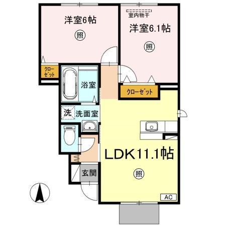 マイ ローズコートII(2LDK/1階)の間取り写真