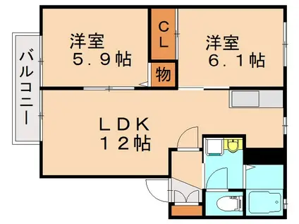 アンジェリカ(2LDK/1階)の間取り写真