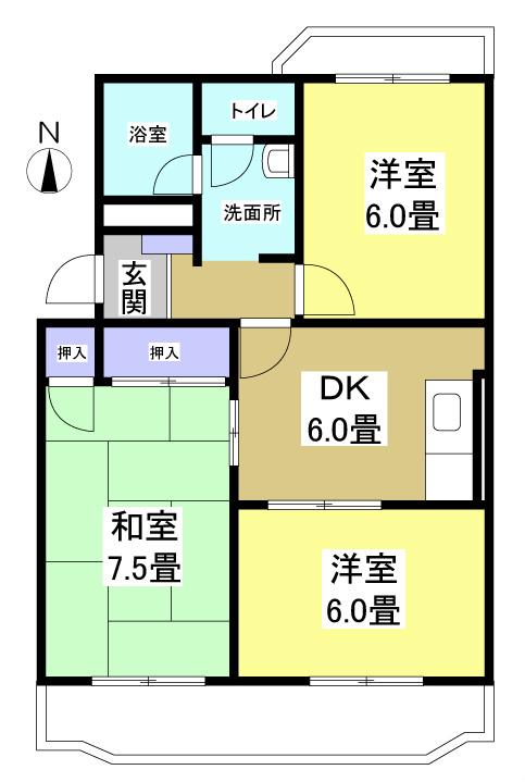 ラ・プリマベーラ(3DK/2階)の間取り写真