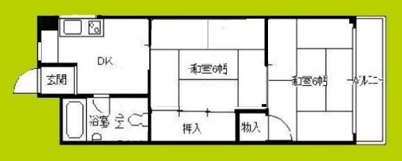 メゾン阪南(2DK/6階)の間取り写真
