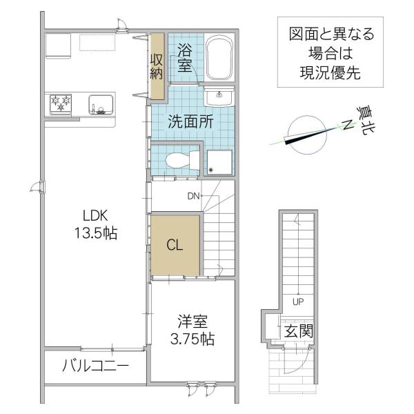 レーガベーネ河原子(1LDK/2階)の間取り写真
