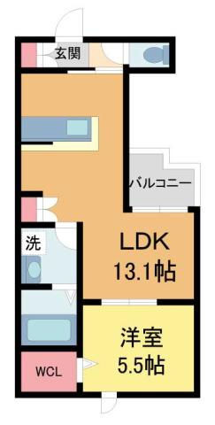 RAPPORT西宮(1LDK/2階)の間取り写真