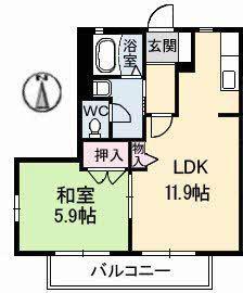 パークボナベンチャーハイツA(1LDK/2階)の間取り写真