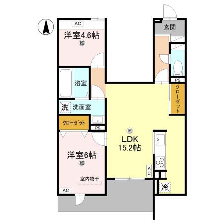 ウエスタンハイツ19(2LDK/1階)の間取り写真