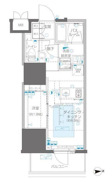 ズーム信濃町(1DK/6階)の間取り写真