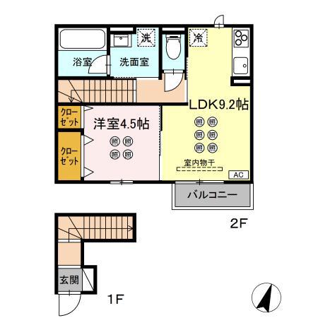 セレニテ(1LDK/2階)の間取り写真