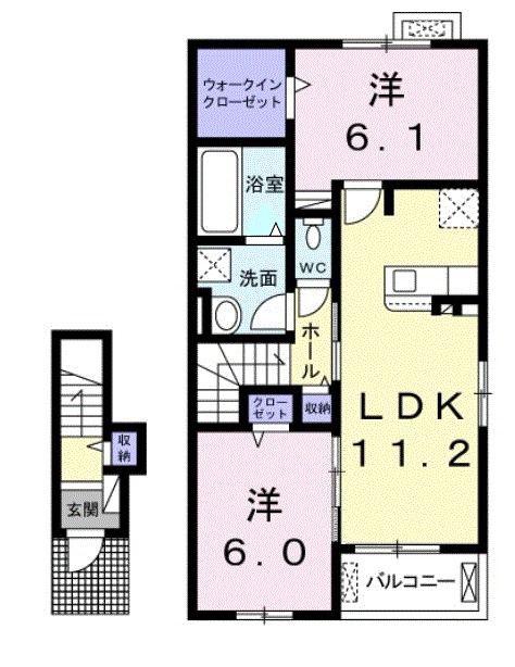 イリス B(2LDK/2階)の間取り写真