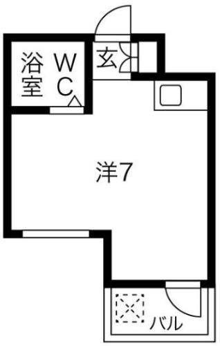 プレアール瓢箪山II(ワンルーム/1階)の間取り写真