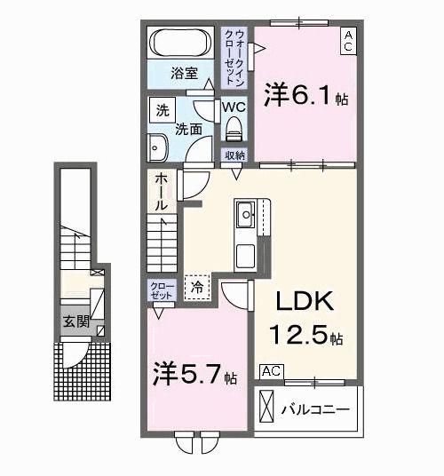 エス ウィステリア I(2LDK/2階)の間取り写真