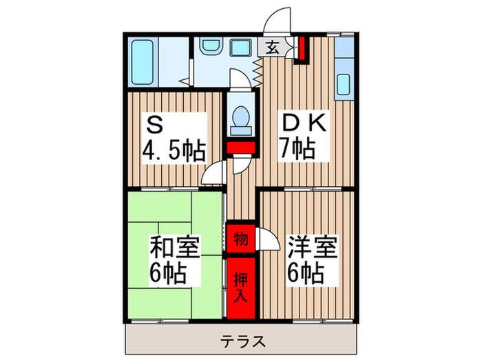 KNチェリーハイツ(2SDK/2階)の間取り写真