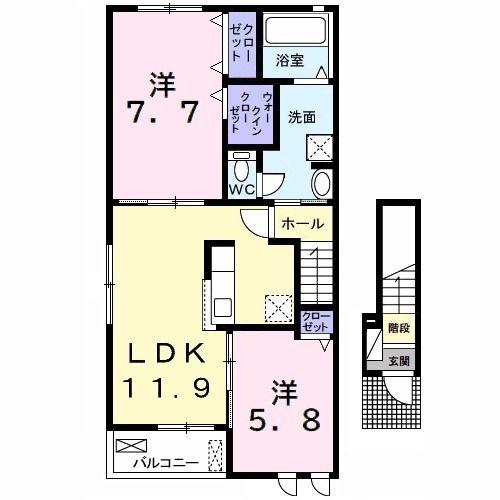 サニーM(2LDK/2階)の間取り写真