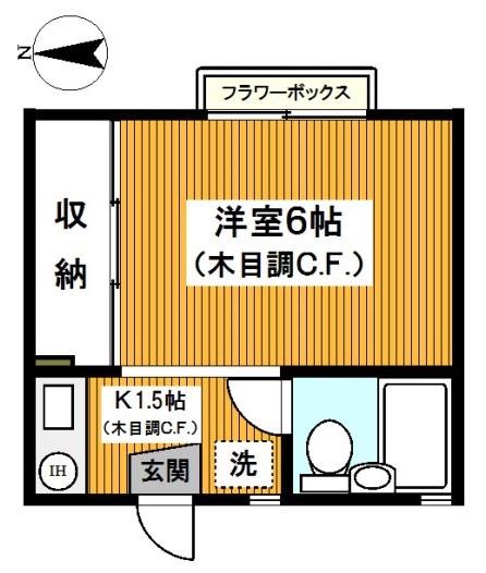 イヅメハイツ(1K/1階)の間取り写真