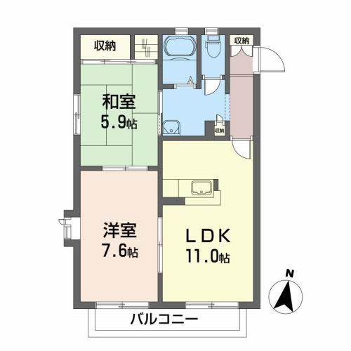 ピエス福沢町(2LDK/2階)の間取り写真