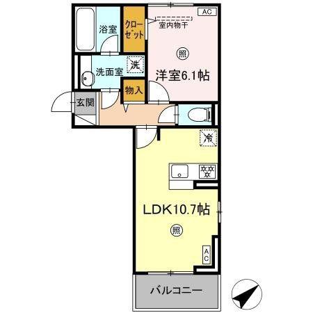 NEST PIECE 原町(1LDK/2階)の間取り写真