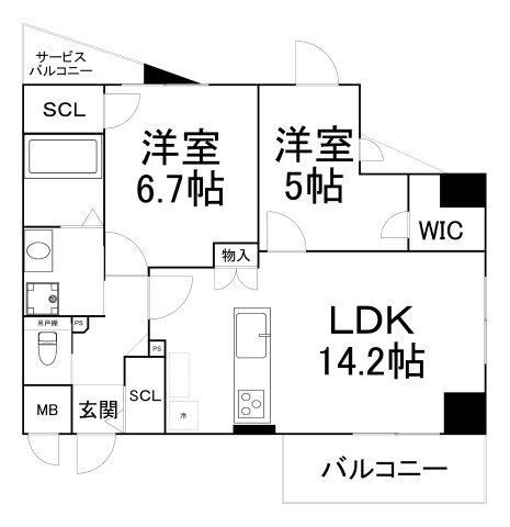 LEGALANDABENO SANMEICHO(2LDK/7階)の間取り写真