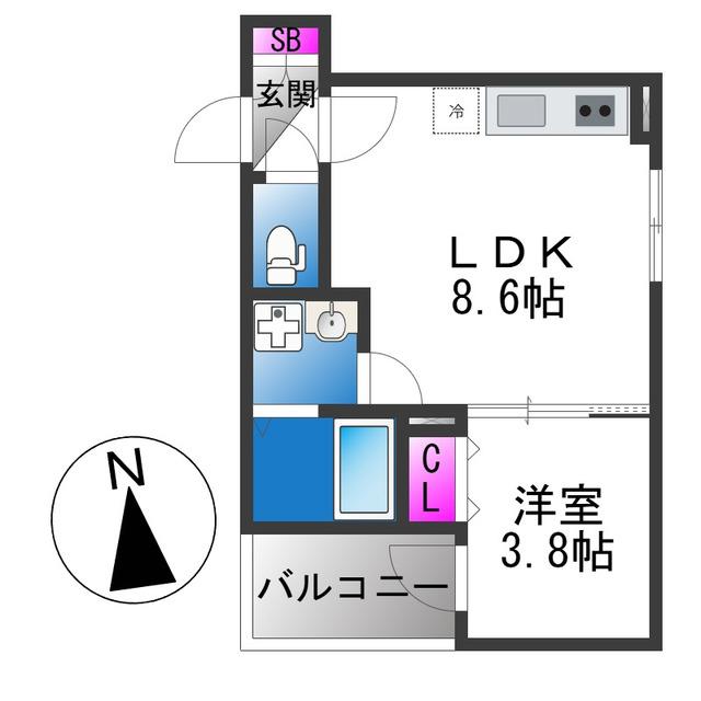 サフィールロジェ大阪城公園(1LDK/3階)の間取り写真
