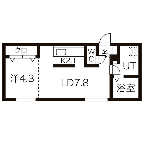 ラフィナート南16条(1LDK/2階)の間取り写真