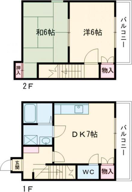 ビッグフォレスト兵庫(2DK/6階)の間取り写真