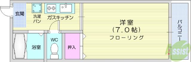 クリエイトAⅡ(1K/4階)の間取り写真