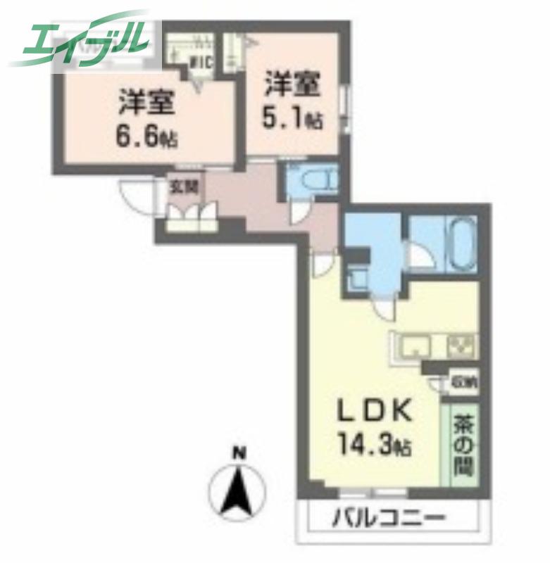 ポーラスターNH(2LDK/3階)の間取り写真