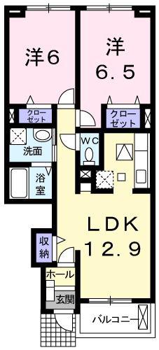 フォーロ・デル・コートIIB(2LDK/1階)の間取り写真