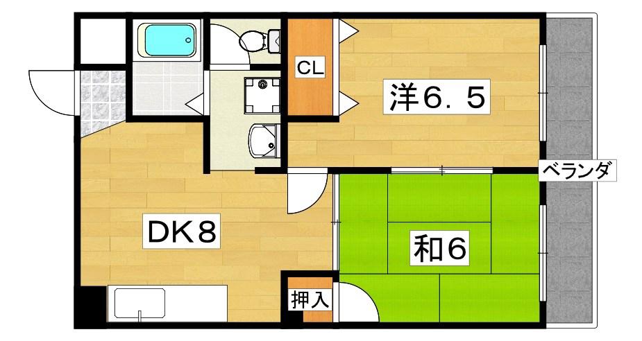 エストジャルダン西口(2DK/4階)の間取り写真