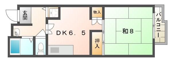 千山マンションII(1DK/2階)の間取り写真