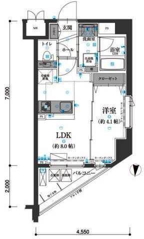 リヴシティ練馬高野台(1LDK/2階)の間取り写真