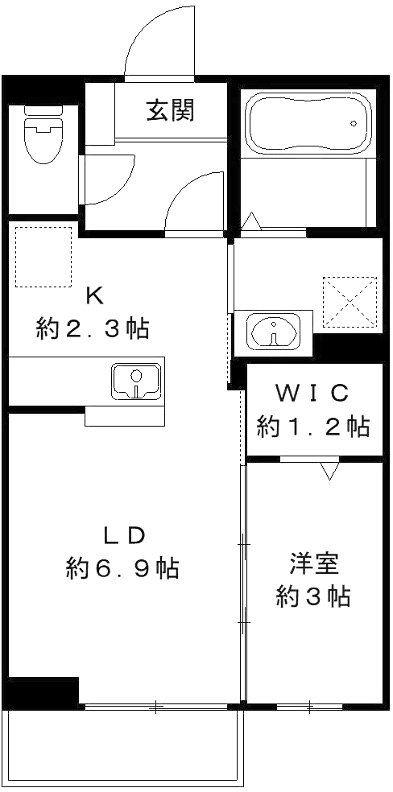 ルミエール A(1LDK/1階)の間取り写真
