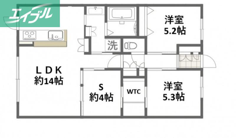 サーパス大元東公園(2SLDK/1階)の間取り写真