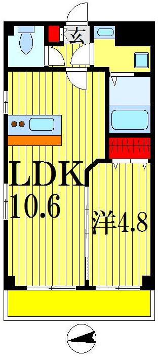 レオール新千葉(1LDK/3階)の間取り写真