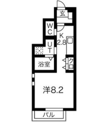 クラウディア人来田(1K/1階)の間取り写真