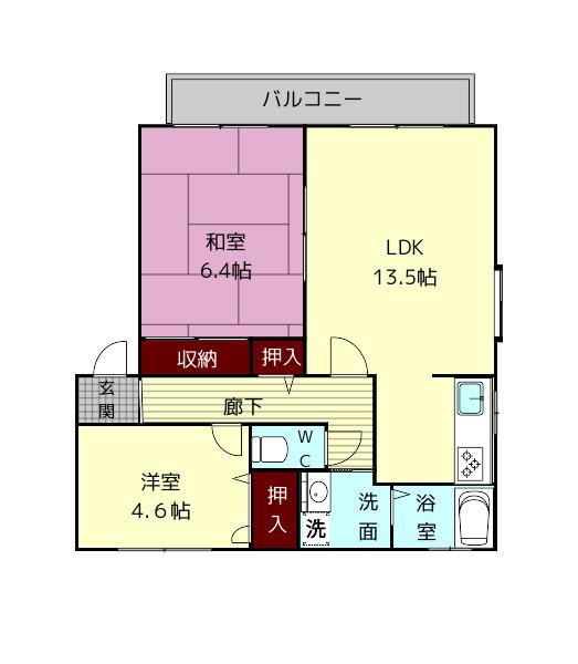 メゾンヴェールA(2LDK/1階)の間取り写真