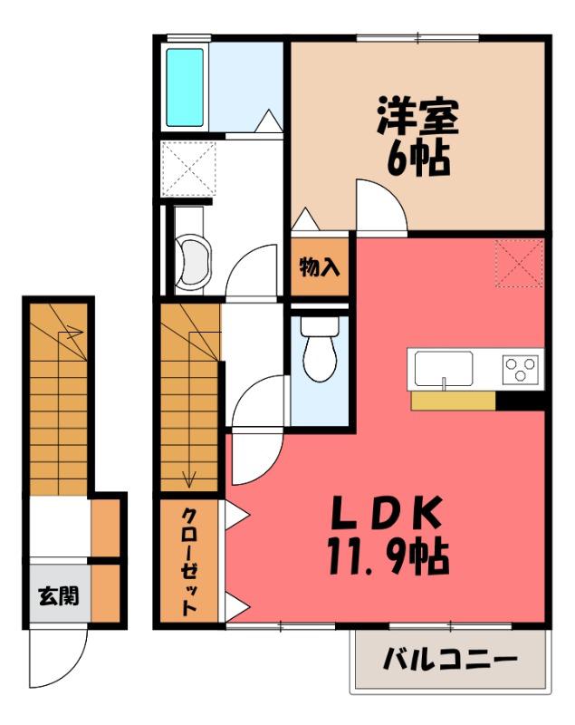 コンフォール奏(1LDK/2階)の間取り写真
