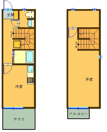 オレンジハウス(1SDK/1階)の間取り写真