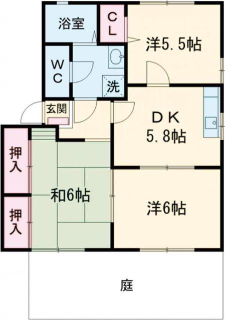 ビューラー野依 B(2LDK/1階)の間取り写真