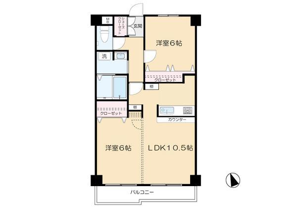 トライダント翠耀館(2LDK/4階)の間取り写真