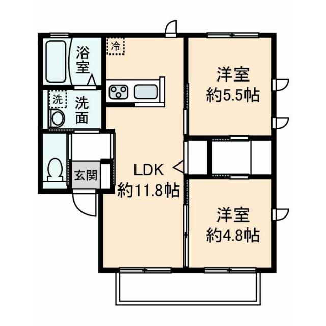 スカイバード(2LDK/1階)の間取り写真